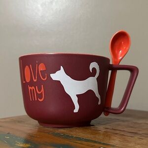 Maroon Dog Mug with Spoon